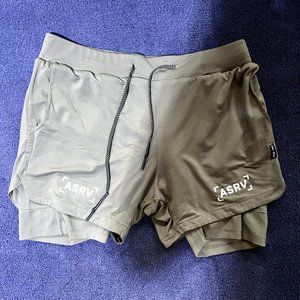 ASRV Shorts Mens Large Green Tetra Lite Lined Athletic Stretch Running